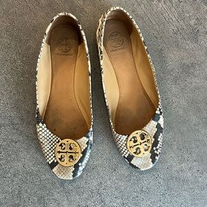 Tory Burch size 7.5 snakeskin ballet flats (used)